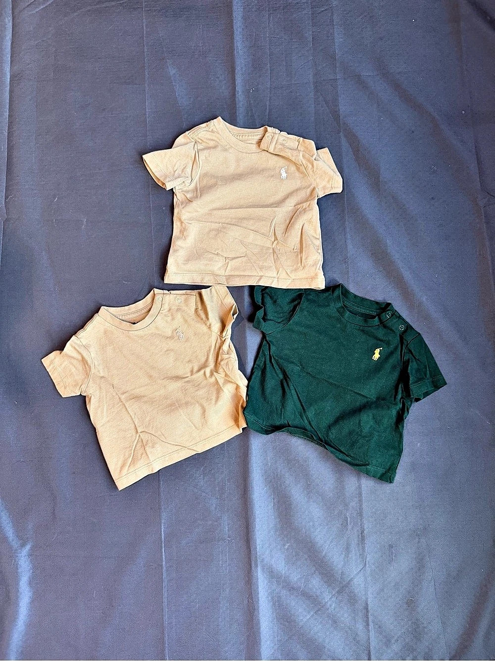 Ralph Lauren Three Short-Sleeve Polo Shirts in beige & green